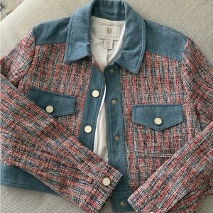 House of Harlow 1960 Blue and Red Tweed Suit Jacket